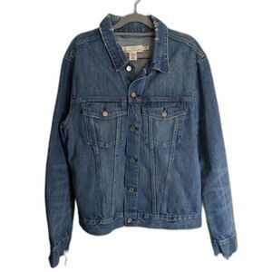 H&M L.O.G.G. Distressed Denim Jacket Women’s Size L Medium Wash
